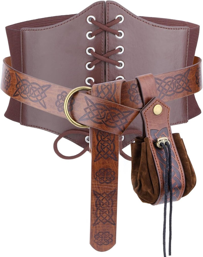 FALETO 3PCS Renaissance Corset Belts for Women Medieval Belt Pouch Pirate Costume Festival Halloween Accessory - Image 1
